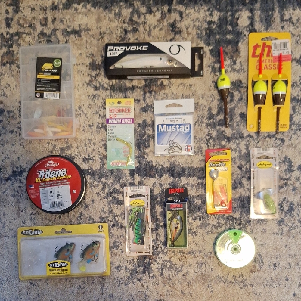 Fishing Gear Bundle – Lures, Hooks, Floats, Line & More (Mostly New)